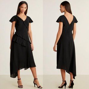 Adrianna Papell Gauzy Crepe Ruffled Fit Flare Dress